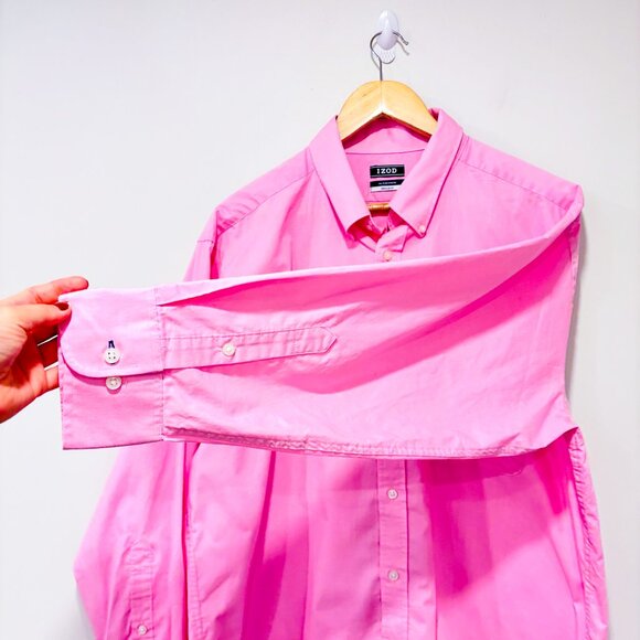 IZOD Pink button-down shirt | Classic lightweight cotton feel | Men's XL * - Picture 7 of 8